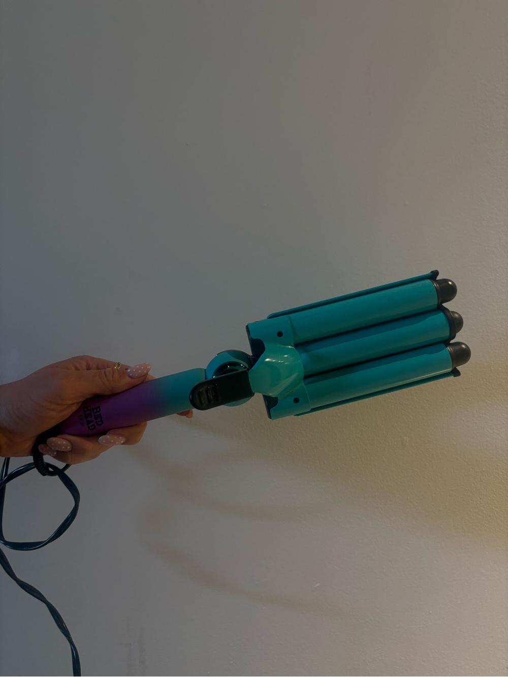 BedHead Triple Barrel Waver in Teal and Purple